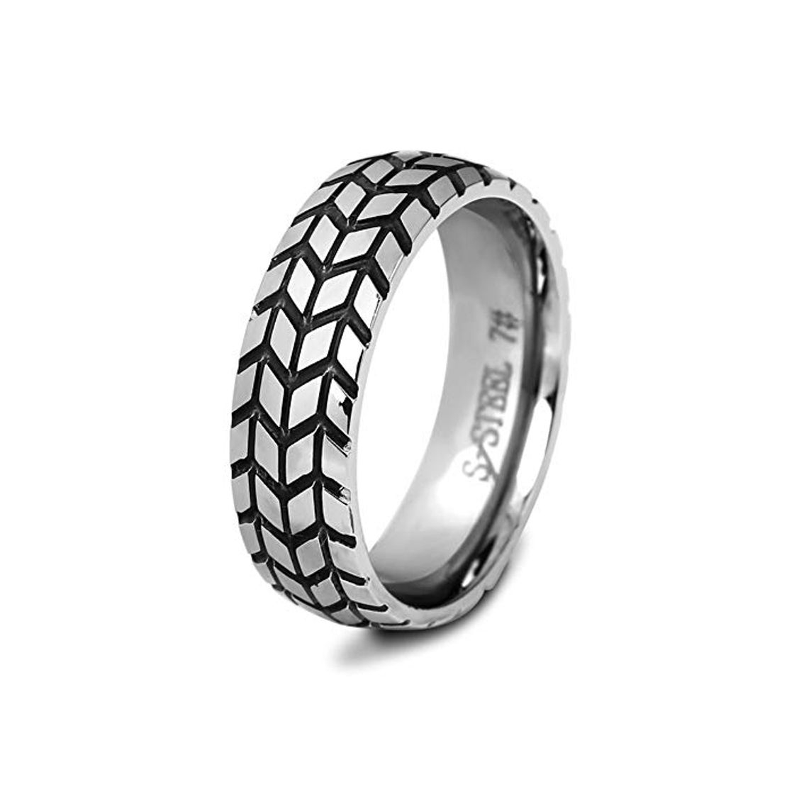 Product PAURO 6MM Neumático Creativo Minimalista Hip Hop Motorista Anillo Hombre Mujer Acero Inoxidable Plata Tamaño 25