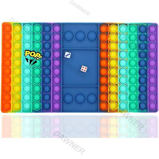 Big Size Push Pop It Game Fidget Toy Silicone Rainbow Chess 