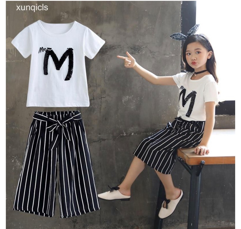 Fashion T-SHIRT UND HOSE ALS SET IN SCHWARZ UND WEISS FÜR 6-13 JAHRE