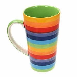 Stripey Rainbow Large Ceramic Hot Chocolate Tea Coffee Mug by Carousel Home