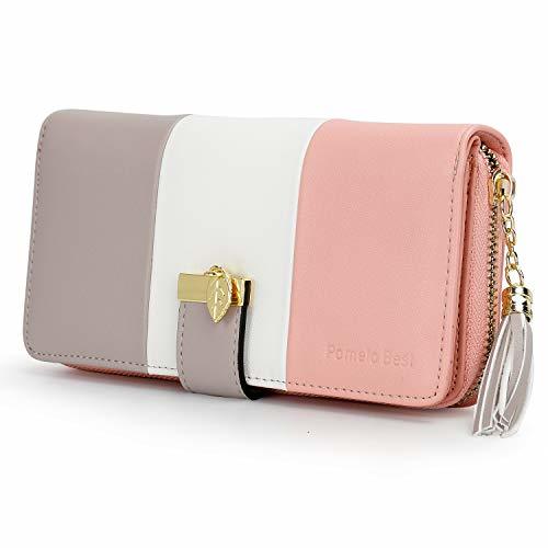 Social Pomelo best Monederos Mujer Cartera de Mujer de Gran Capacidad de Cuero