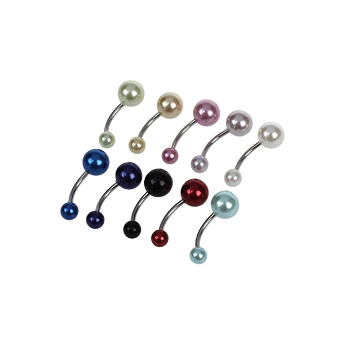 Producto REFURBISHHOUSE 10X Piercing Ombligo Vientre Acero Inoxidable Perla Redondo