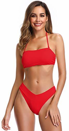 Product SHEKINI Mujer Bikini Top de Tubo Traje de Baño Dividido Cuello Colgando