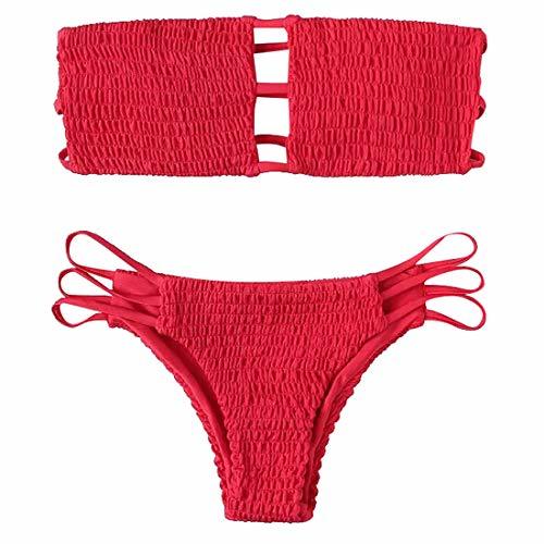 Product Yuson Girl Mujeres Conjunto De Plunge Bikini Sexy Bandeau Plisado con Triangulo