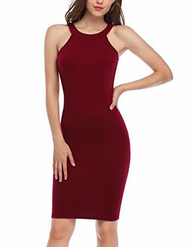 KOJOOIN Elegante Slim Sin Mangas Fiesta Vestido para Mujer Vestidos Ajustados Mujer