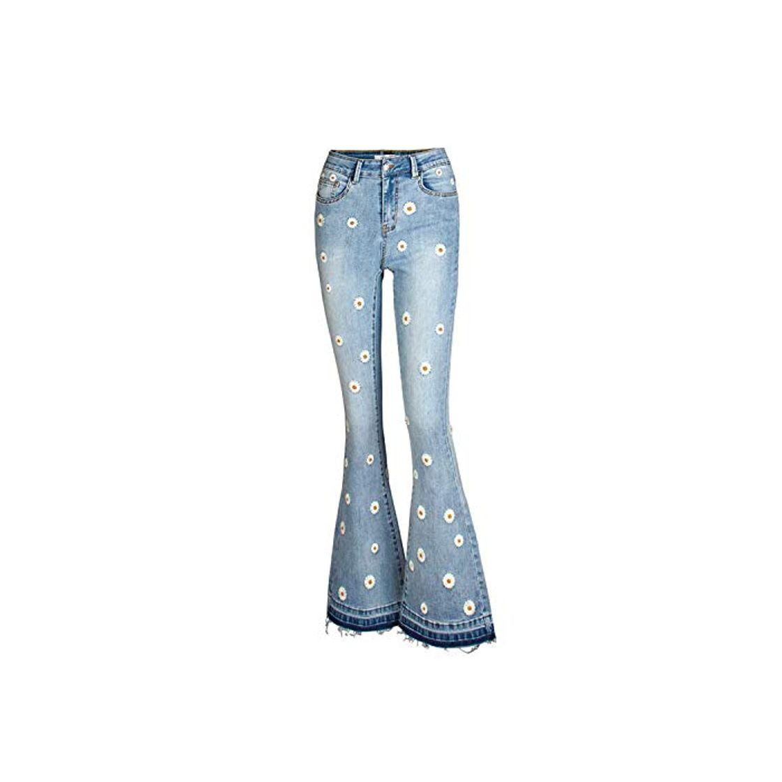 Social 2020 Vintage Slim Flower Bordado Jeans para Mujer Skinny Denim Blares Pantalones
