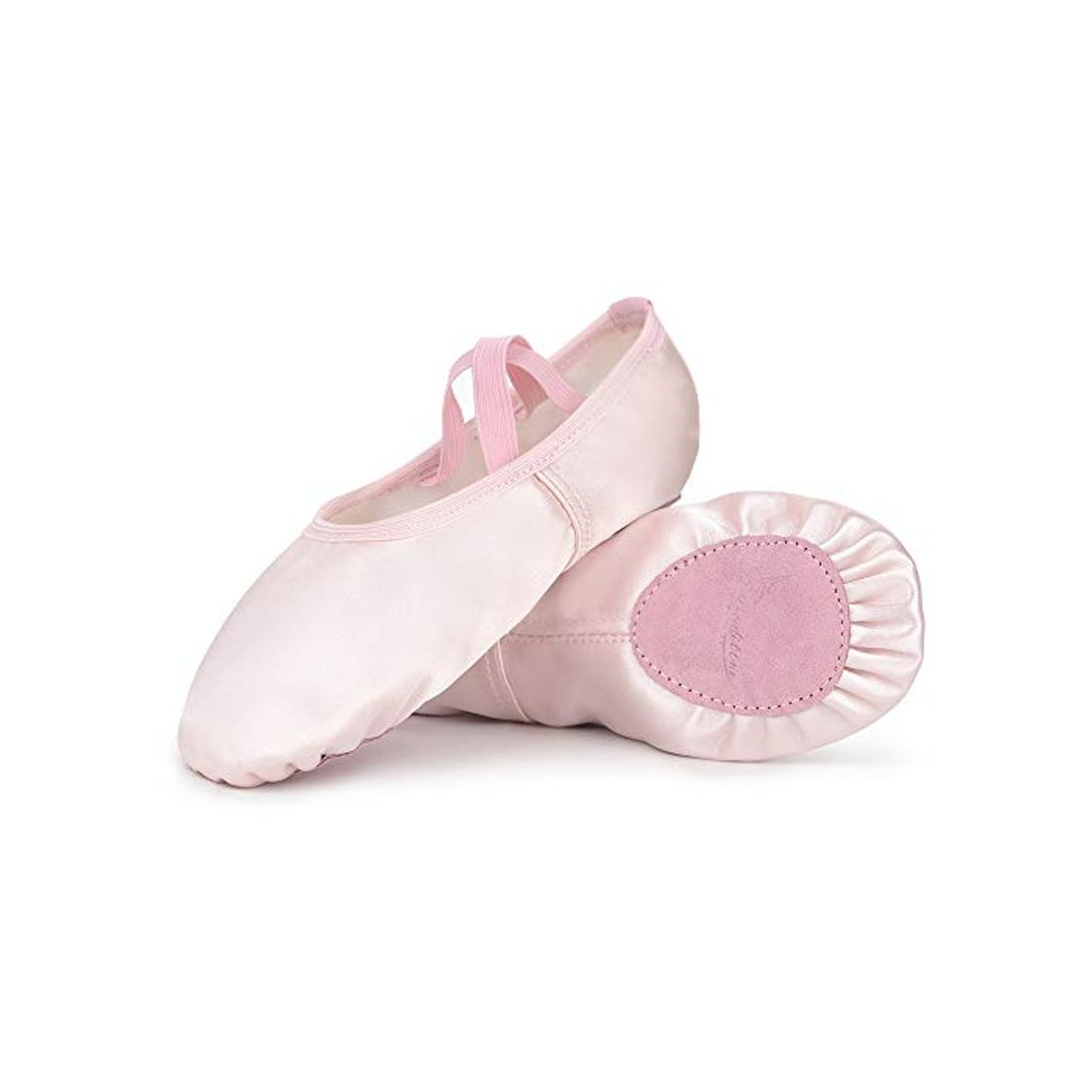 Moda Soudittur Zapatillas de Ballet Satén -Media Punta Calzado de Danza para Niña