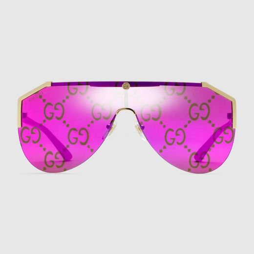 GG Pink Mirror Lens Mask Sunglasses
