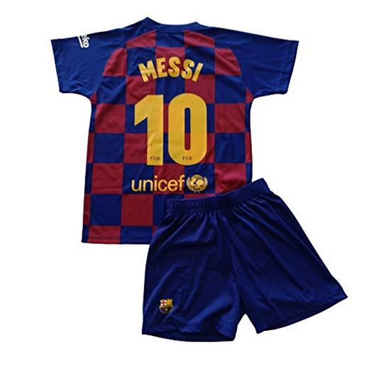 FCB Conjunto Camiseta y Pantalón Primera Equipación Infantil Messi del FC Barcelona
