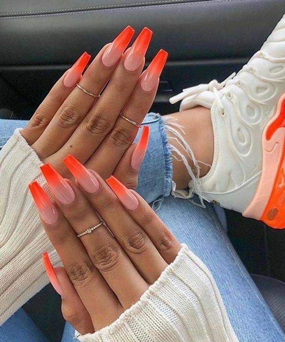 Moda Unhas laranja neon