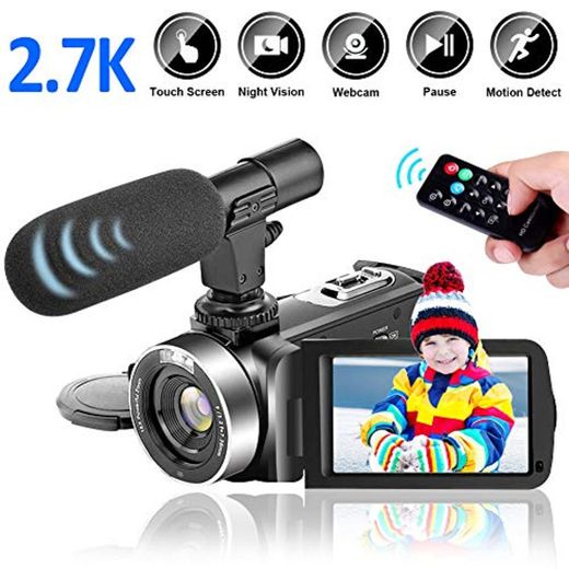 Videocamara Digital 2.7K 30FPS 30MP Videocamara de Video con Pantalla Táctil Giratoria de