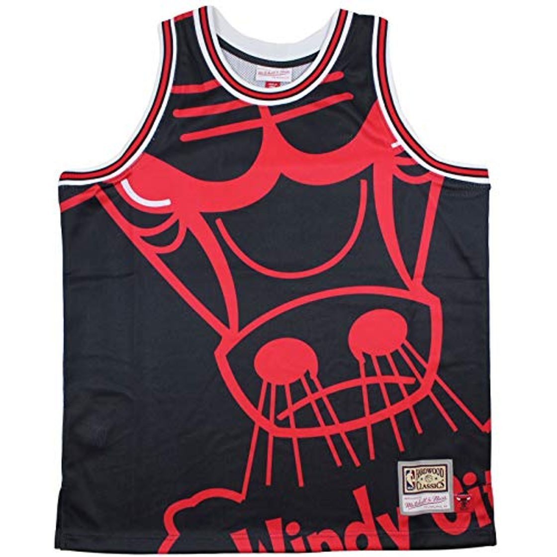 Moda Mitchell & Ness Chicago Bulls Black Big Face Jersey Swingman NBA HWC Basketball Trikot