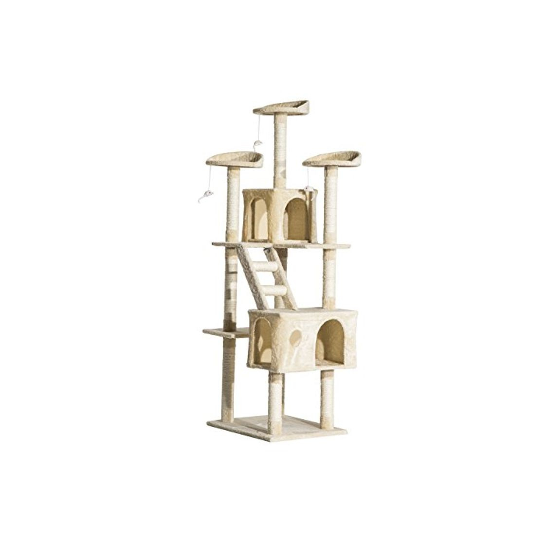 Social Rascador Gato Altura 180x60x50cm Arbol Poste Gato Arañar Centro Actividad Beige