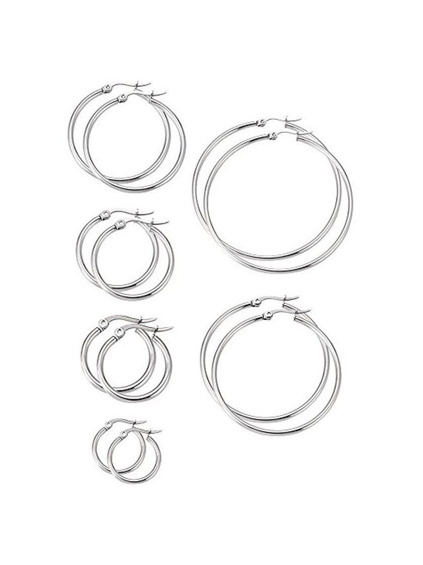 Social 6 Pares Aro de Acero Inoxidable Set de Pendiente Aro de Oreja