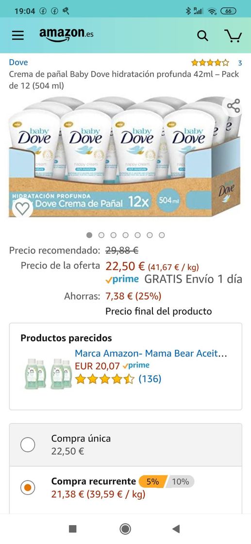 Producto Crema dove