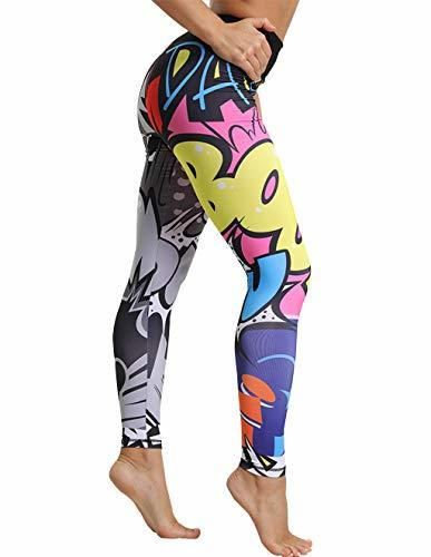 Mallas Deporte Mujer Leggins Yoga Pantalón Medias Deportivas Patrón de Dibujos Animados