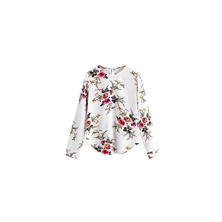 Fashion Toamen Mujeres Flor Floral Bordado Bowknot Blusa Casual Tops Camiseta Suelta (M