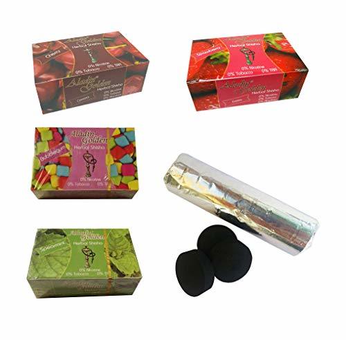 Productos Outletdelocio. Pack 4 Hierba para cachimba Shisha de sabores Variados (Fresa, Menta,