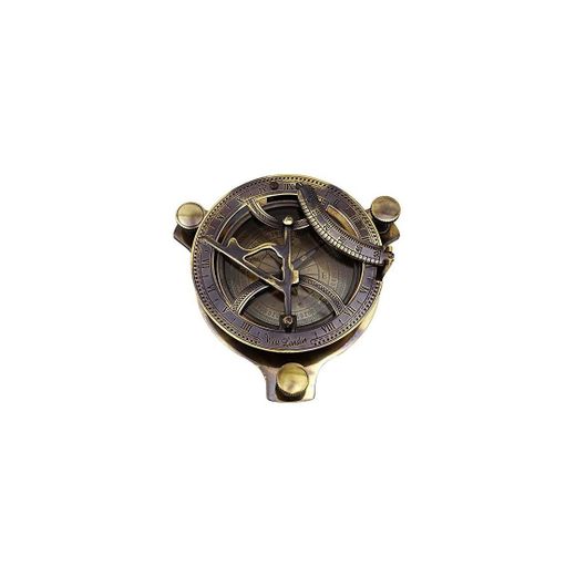 Indianbeautifulart Compás magnético de la antigüedad del Reloj de Sol náutica de