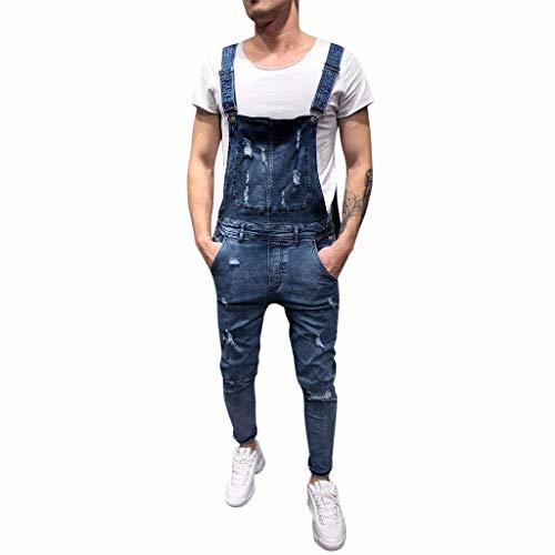 Social QinMM Petos de Pantalones Vaqueros de Mono para Hombre Pantalones de Bolsillo