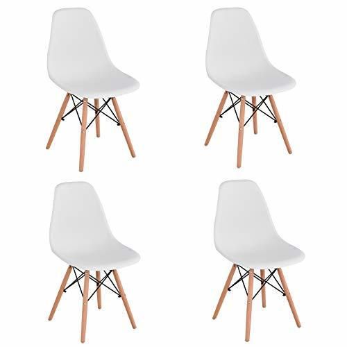 KunstDesign Set de 4 Sillas de Comedor, Diseño Ergonómico,Patas de Madera de