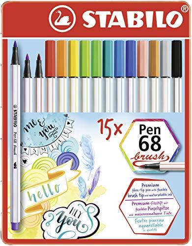 Product Rotulador Punta de Pincel Stabilo Pen 68 Brush - Estuche con 15