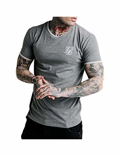 Lugar Sik Silk Camiseta Straight Hem Ringer tee Grey Marl XS Gris