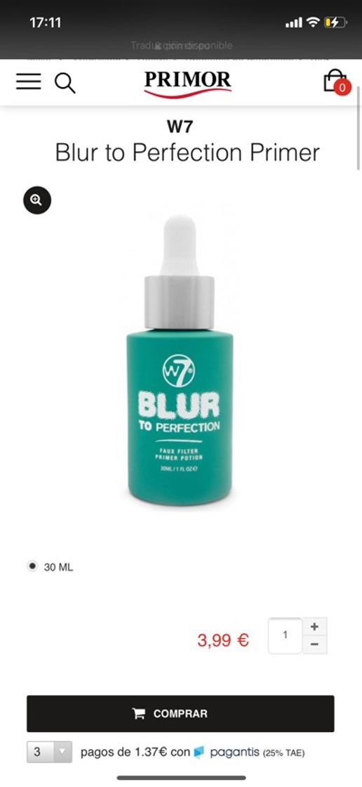 Fashion Blur to Perfection Primer W7 precio