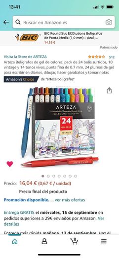 Bolígrafos gel de colores ARTEZA