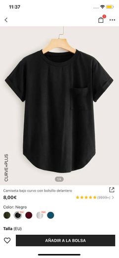Camiseta negra básica con bolsillo
