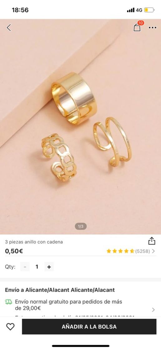 Moda Set 3 anillos Shein 