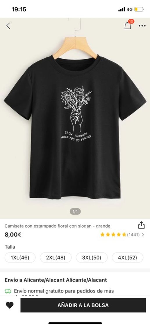Social Camiseta negra con dibujo flor Shein 