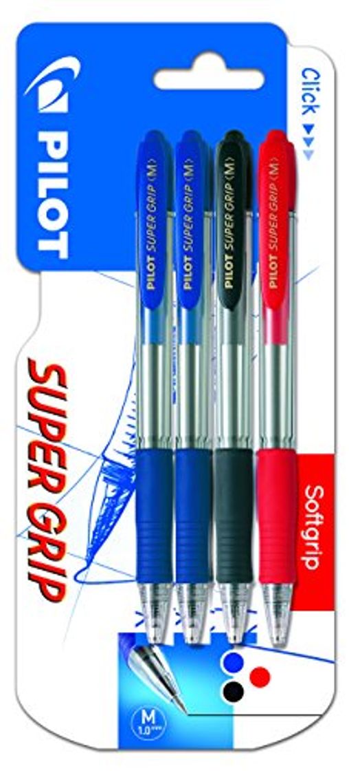 Social Pilot Spain Super Grip - Bolígrafo retráctil con tinta base aceite