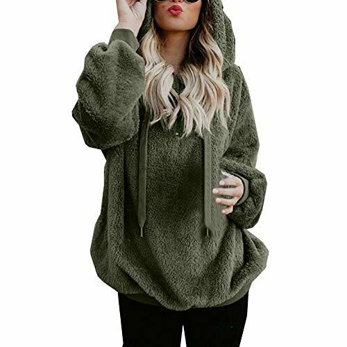 Social Mujer Sudadera Caliente y Esponjoso Tops Chaqueta Suéter Abrigo Jersey Mujer Otoño-Invierno