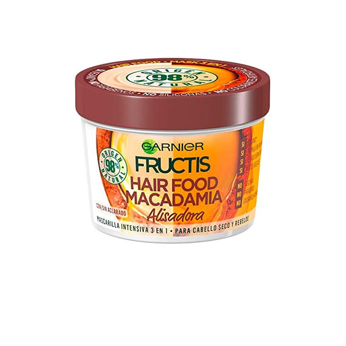 Social Fructis mascarilla intensiva hair food macadamia alisadora para cabello seco y rebelde