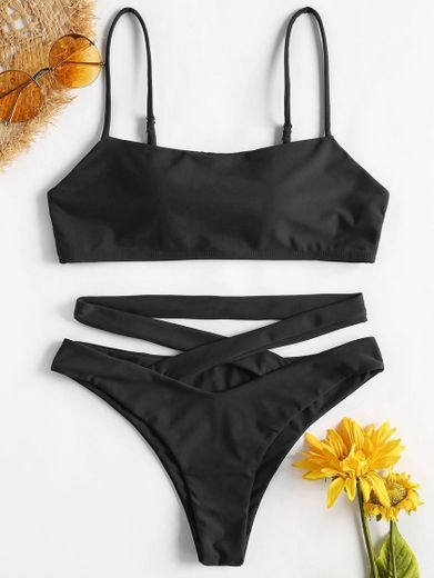 ZAFUL Spaghetti Strap Criss Cross Bikini