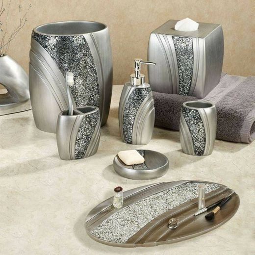 Brilliance mosaic silver gray bath accessories