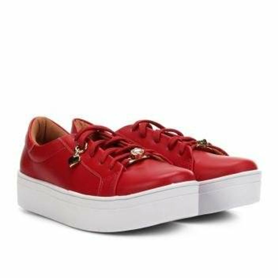 Social Tênis Flatform Somoda com Pingente Feminino Vermelho