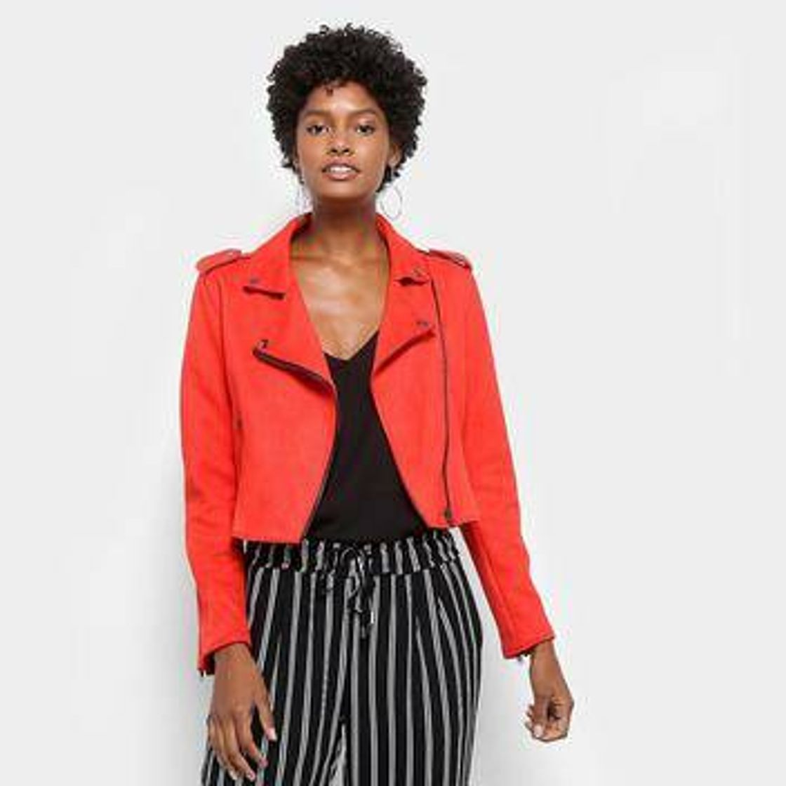 Social Jaqueta Drezzup Suede Feminina Vermelho