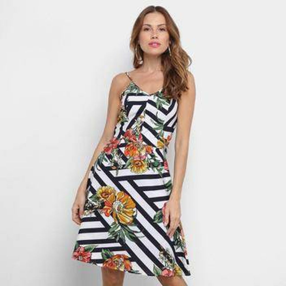 Moda Vestido Curto Lily Fashion Estampado Azul