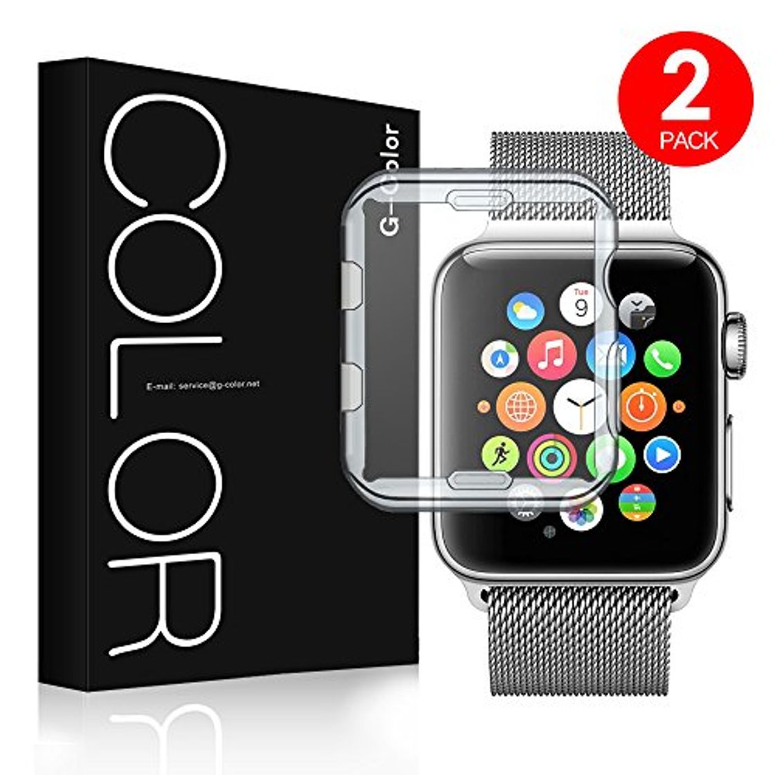 Product G-Color Apple Watch 42mm Funda/Protector de Pantalla, [2 Unidades], Ultra Transparente, TPU,