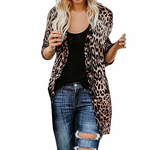 Producto Overdose Moda para Mujer De Manga Larga Estampado De Leopardo Casual AlgodóN