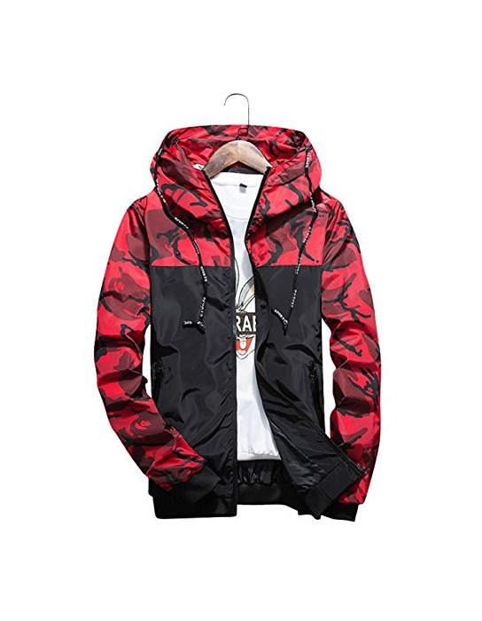 Social shepretty Hombre Softshell Funciones Chaqueta para Exterior Impermeable Color Rojo Cortavientos