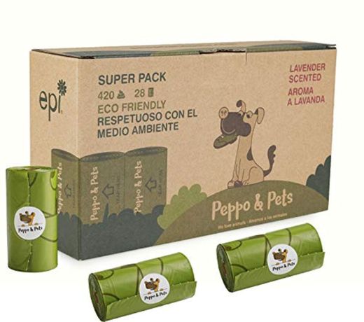 Peppo and Pets- 420 Bolsas biodegradables para excrementos de Perro -
