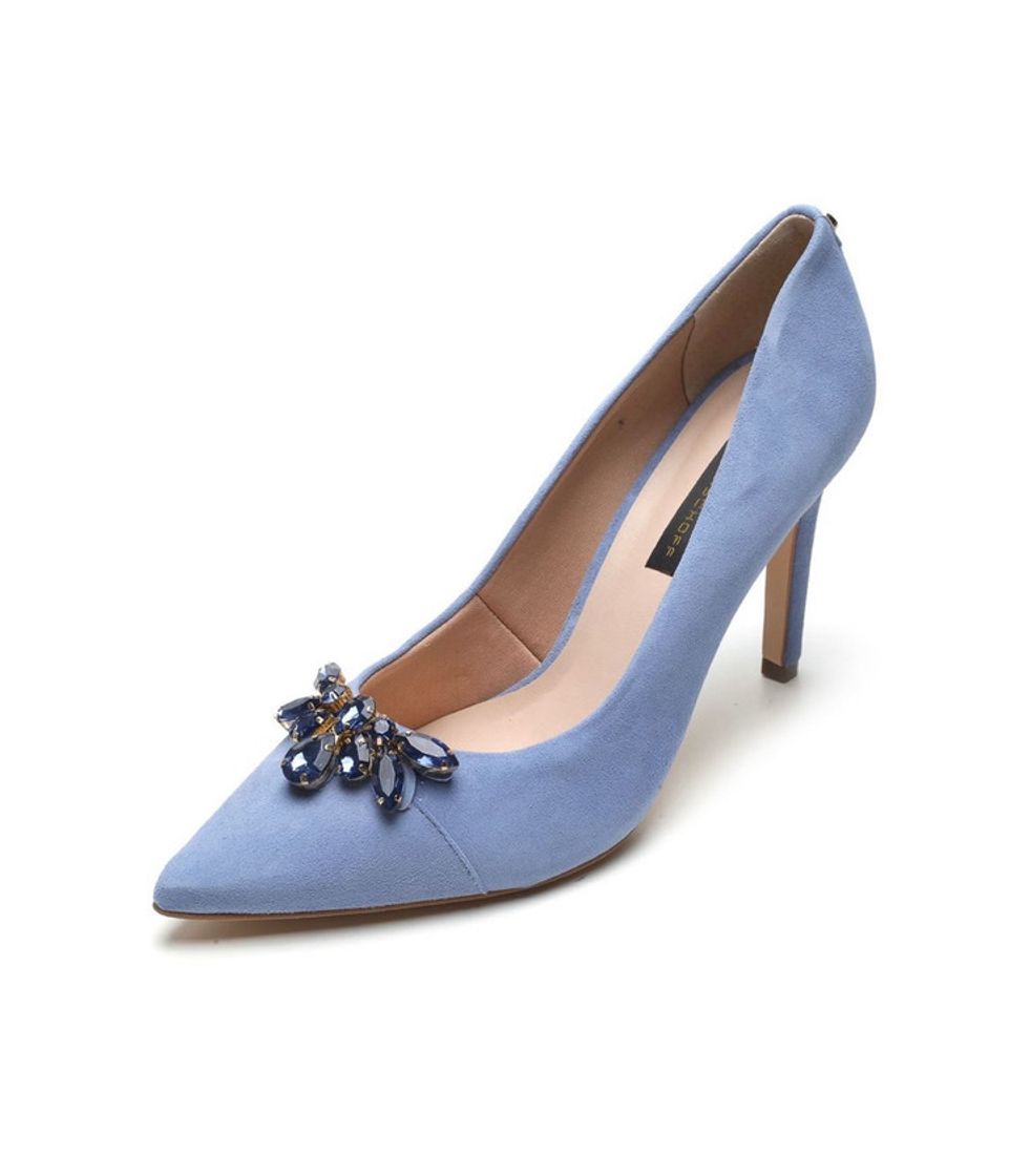 Social Scarpin Couro Jorge Bischoff Pedraria Azul