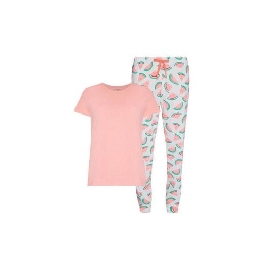 Pijama coral y blanco de sandías 