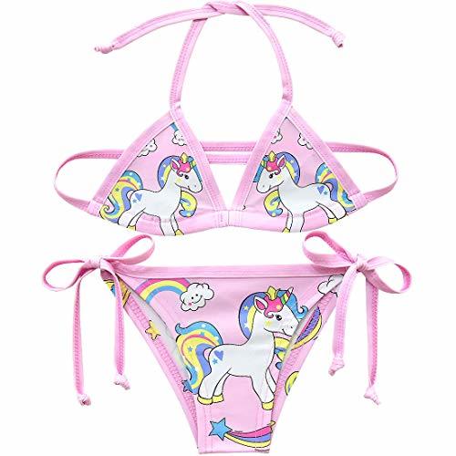 Social Traje de baño de Dos Piezas Colorido con diseño de Unicornio para