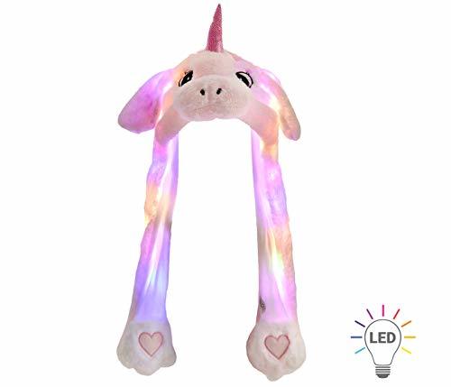 Gorro de Unicornio con Orejas Que se mueven Rosa con Luz LED