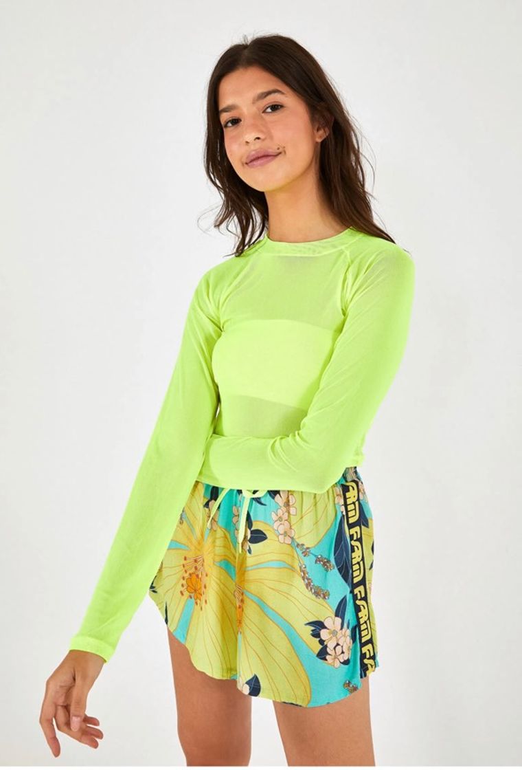 Social Blusa em tule neon 