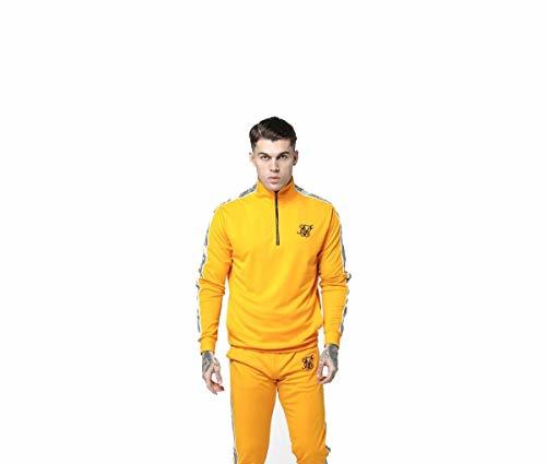 Social Sik Silk Sudadera Amarilla con Franjas en Mangas Hombre